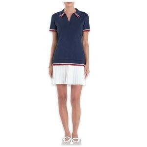 English Factory Sports Club‎ Mixed Media Polo S/S Dress red white blue XS new